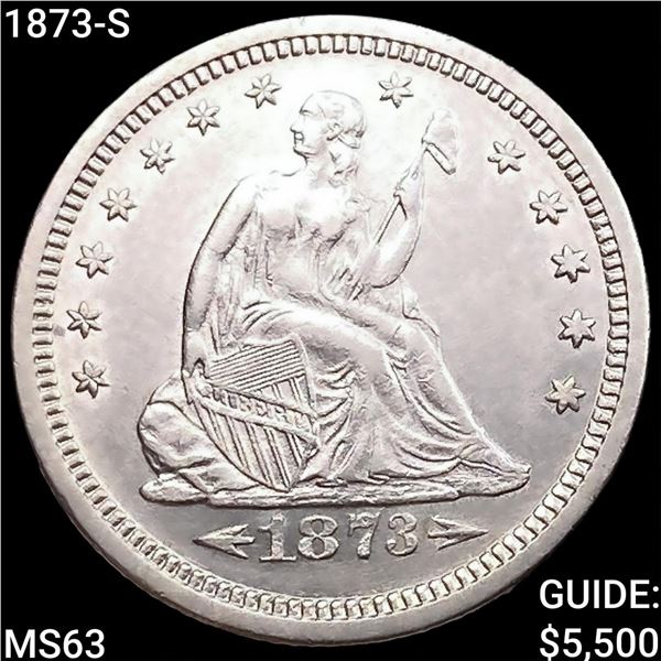 1873-S Seated Liberty Quarter CHOICE BU
