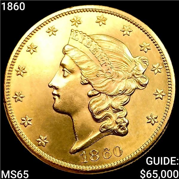 1860 $20 Gold Double Eagle GEM BU