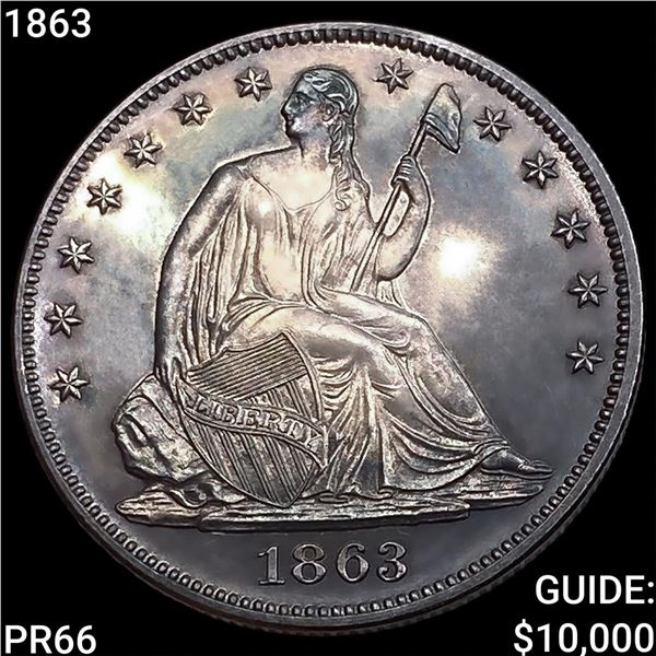 1863 Seated Liberty Half Dollar SUPERB GEM PROOF