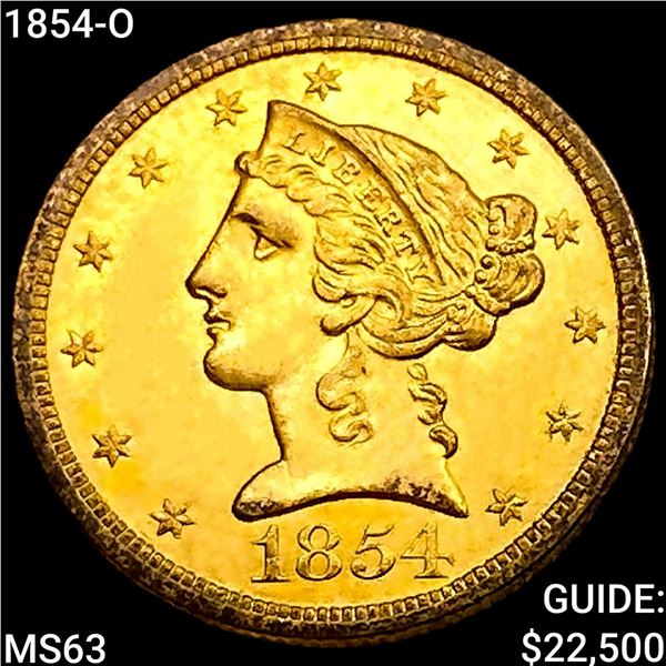 1854-O $5 Gold Half Eagle CHOICE BU