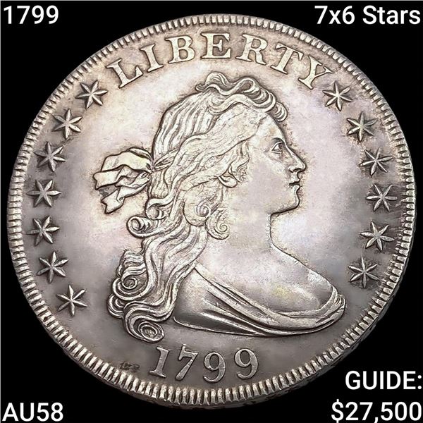 1799 7x6 Stars Draped Bust Dollar CHOICE AU
