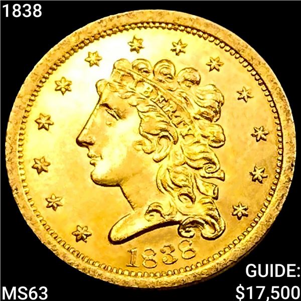 1838 $2.50 Gold Quarter Eagle CHOICE BU