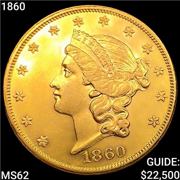 1860 $20 Gold Double Eagle UNCIRCULATED