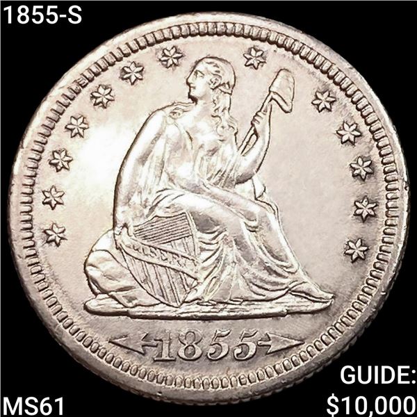 1855-S Seated Liberty Quarter UNCIRCULATED