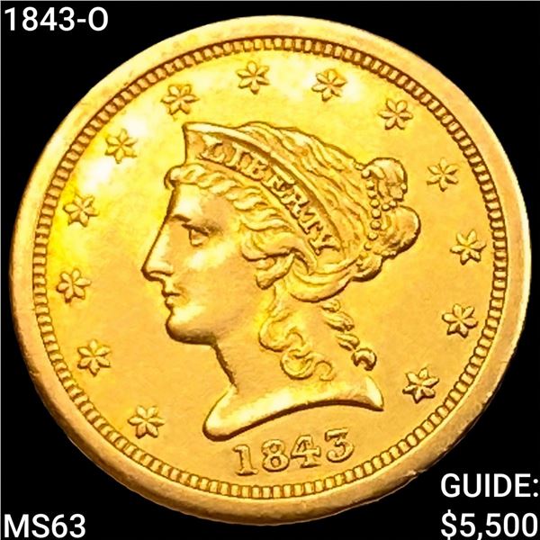 1843-O $2.50 Gold Quarter Eagle CHOICE BU