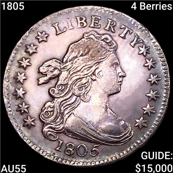 1805 4 Berries Draped Bust Dime HIGH GRADE