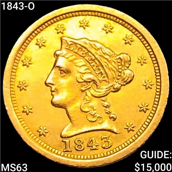 1843-O $2.50 Gold Quarter Eagle CHOICE BU