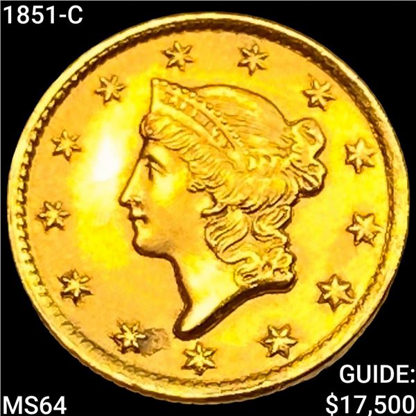 1851-C Rare Gold Dollar CHOICE BU