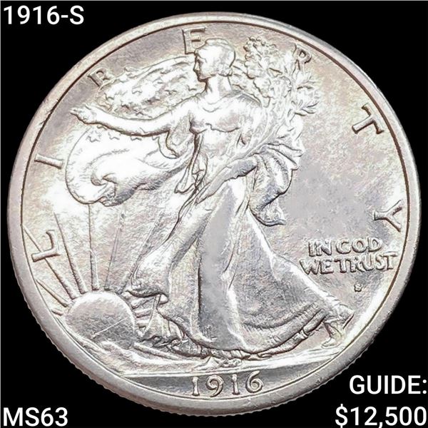 1916-S Walking Liberty Half Dollar CHOICE BU