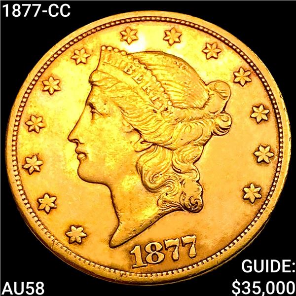 1877-CC $20 Gold Double Eagle CHOICE AU
