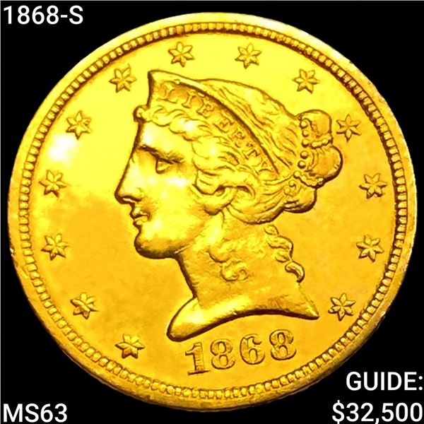 1868-S $5 Gold Half Eagle CHOICE BU