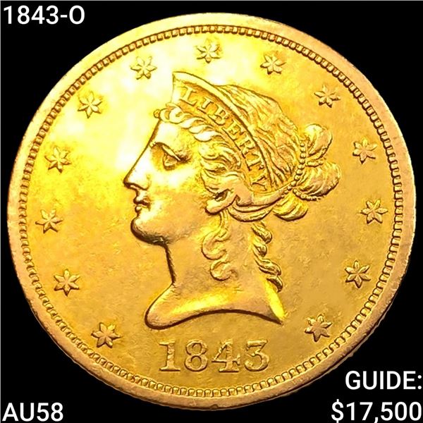 1843-O $10 Gold Eagle CHOICE AU