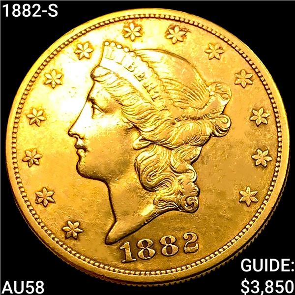 1882-S $20 Gold Double Eagle CHOICE AU