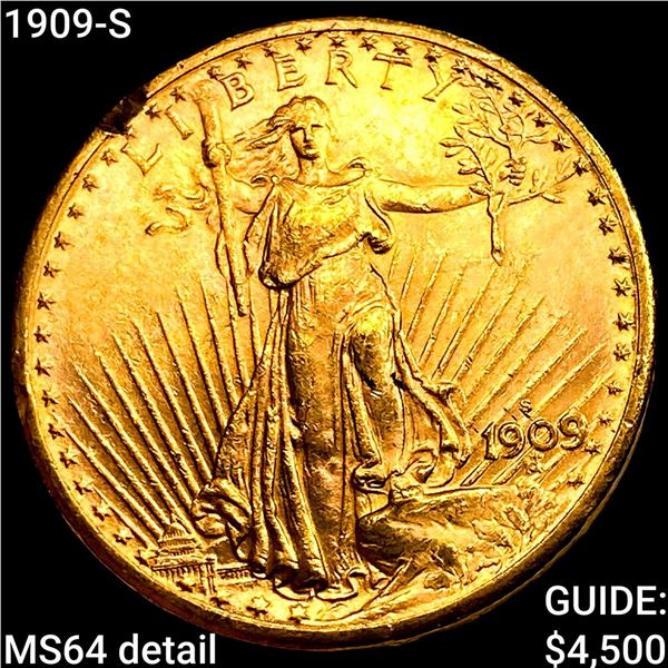 1909-S $20 Gold Double Eagle CHOICE BU
