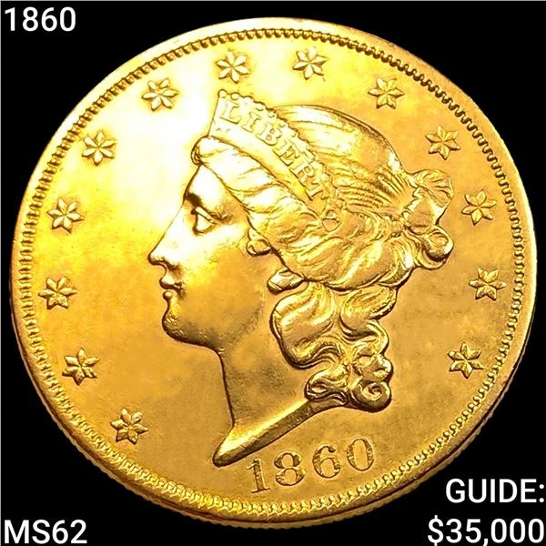 1860 $20 Gold Double Eagle UNCIRCULATED