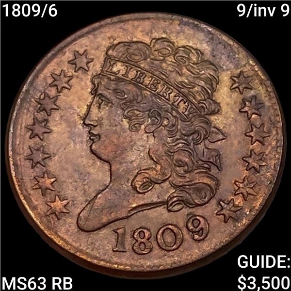 1809/6 9/inv 9 Classic Head Half Cent CHOICE BU RB