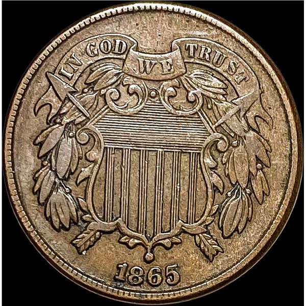 1865 Two-Cent Piece NEARLY UNCIRCULATED