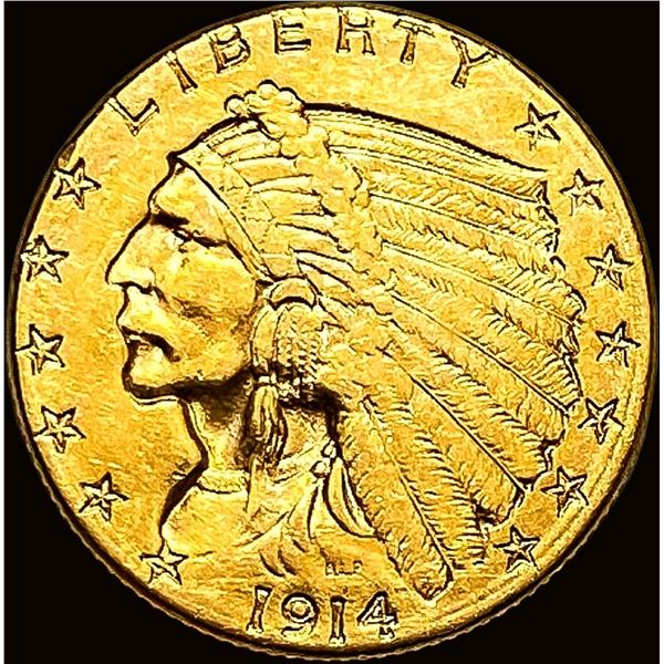 1914-D Indian Head $2.5 Gold Quarter Eagle CLOSELY UNCIRCULATED