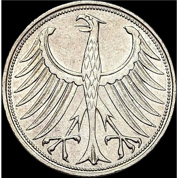 1956-J Germany Silver 5 Deutsche Mark UNCIRCULATED