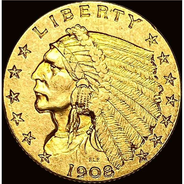 1908 Indian Head $2.5 Gold Quarter Eagle CLOSELY UNCIRCULATED