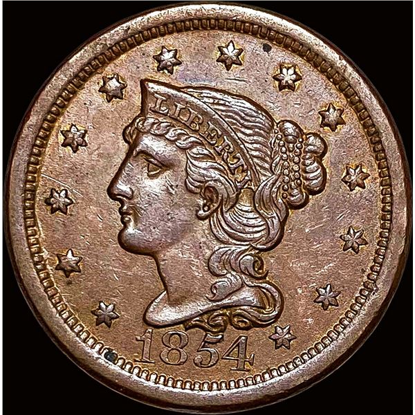 1854 Braided Hair Large Cent NEARLY UNCIRCULATED