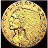 Image 1 : 1908 Indian Head Gold $2.5 Quarter Eagle CLOSELY UNCIRCULATED