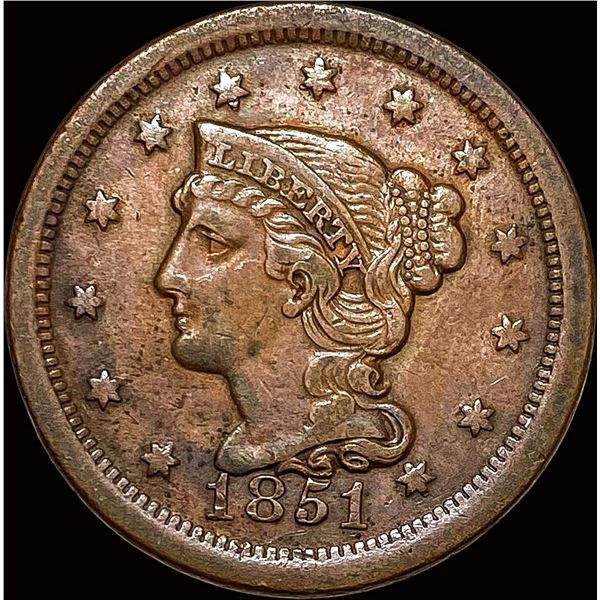 1851 Braided Hair Large Cent ABOUT UNCIRCULATED