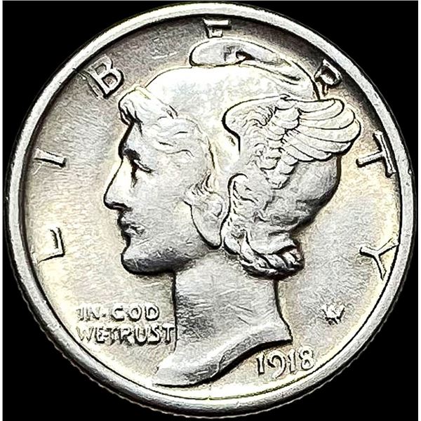 1918-D Silver Mercury Dime NEARLY UNCIRCULATED