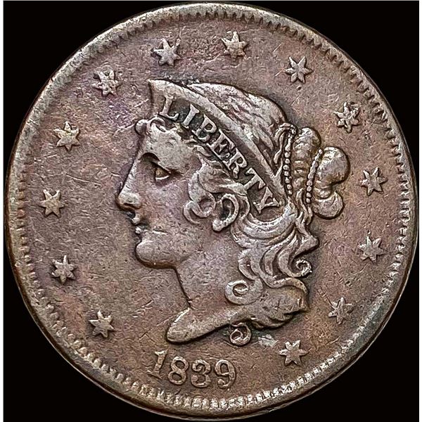 1839 Coronet Head Large Cent ABOUT UNCIRCULATED