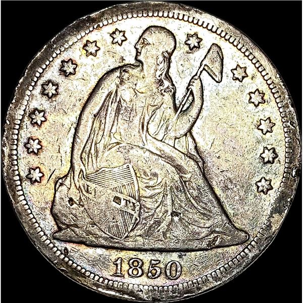 1850 Silver Seated Liberty Dollar NICELY CIRCULATED