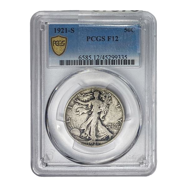 1921-S Walking Liberty Half Dollar PCGS F12