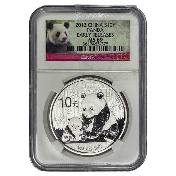 2012 China Panda Silver 10 Yen NGC MS69 Early Release