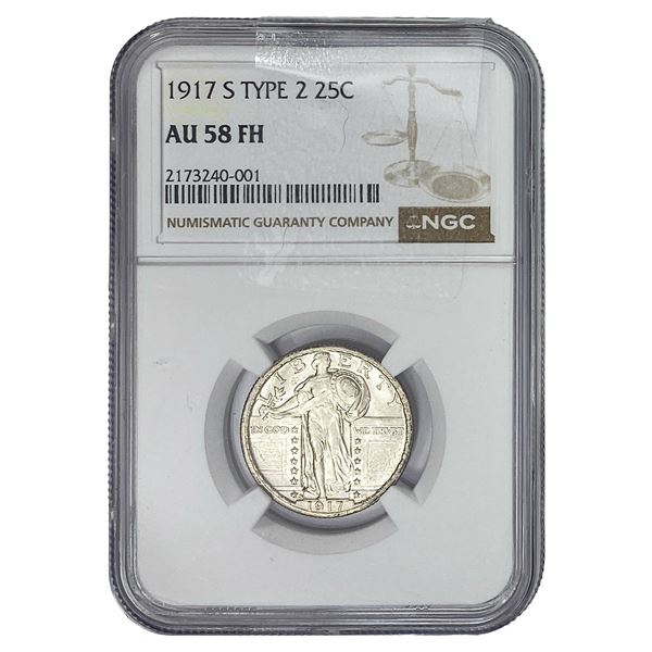 1917-S Standing Liberty Quarter NGC AU58 FH