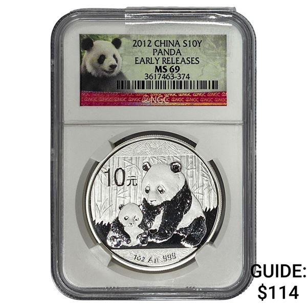 2012 China Panda Silver 10 Yen NGC MS69 Early Release