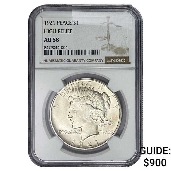 1921 Silver Peace Dollar NGC AU58