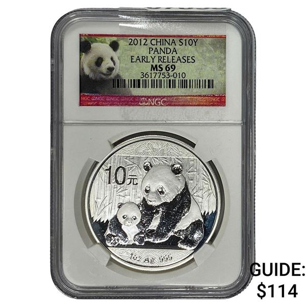 2012 China Panda Silver 10 Yen NGC MS69 Early Release