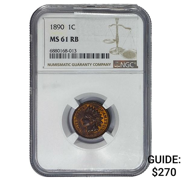 1890 Indian Head Cent NGC MS61 RB