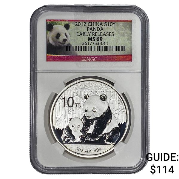 2012 China Panda Silver 10 Yen NGC MS69 Early Release