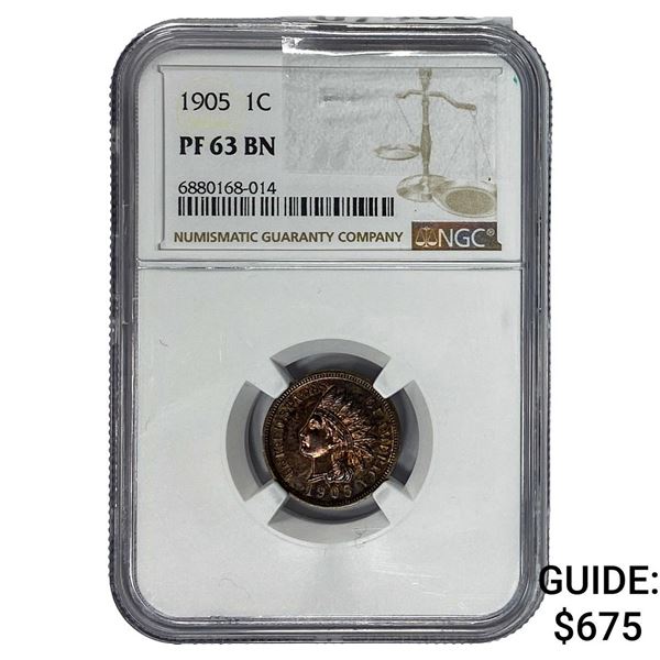 1905 Indian Head Cent NGC PF63 BN