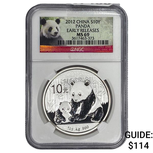 2012 China Panda Silver 10 Yen NGC MS69 Early Release