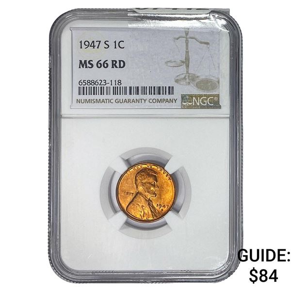 1947-S Wheat Cent NGC MS66 RD