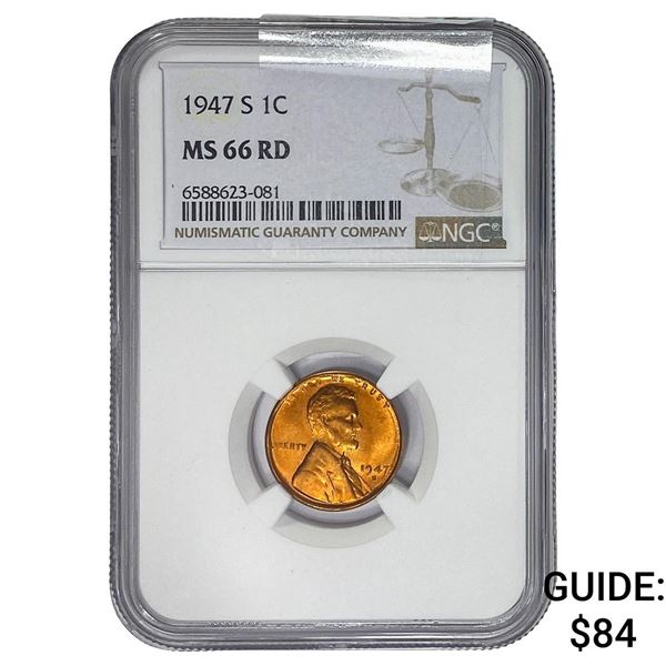 1947-S Wheat Cent NGC MS66 RD