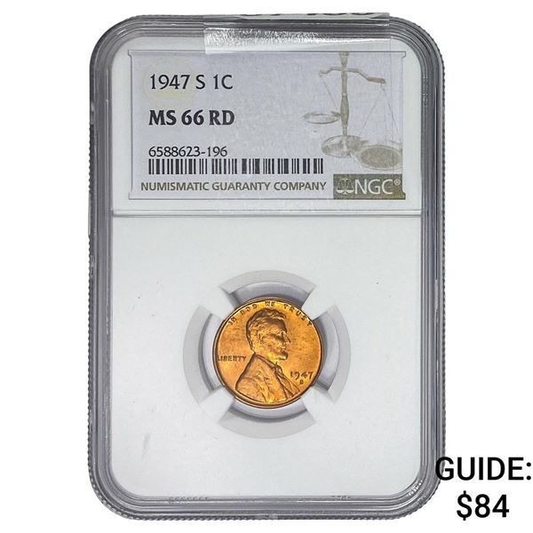 1947-S Wheat Cent NGC MS66 RD