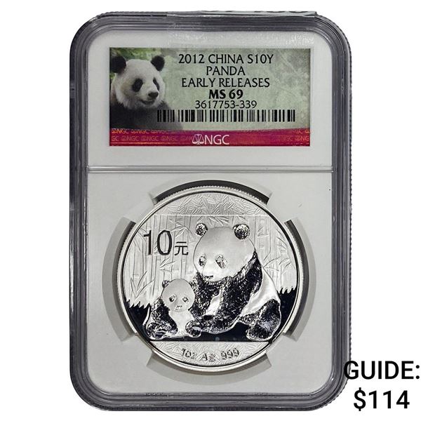 2012 China Silver 10 Yen Panda NGC MS69 Early Release