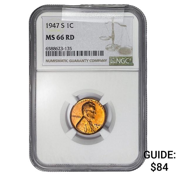 1947-S Wheat Cent NGC MS66 RD