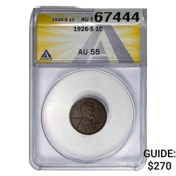 1926-S Wheat Cent ANACS AU55