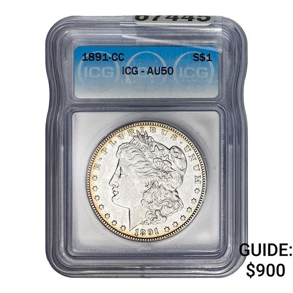 1881-CC Morgan Silver Dollar ICG AU50
