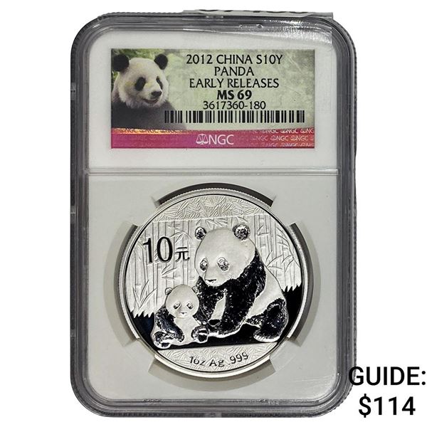 2012 China Silver 10 Yen Panda NGC MS69 Early Release