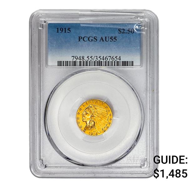 1915 $2.50 Gold Quarter Eagle PCGS AU55