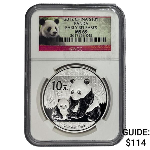 2012 China Silver 10 Yen Panda NGC MS69 Early Release